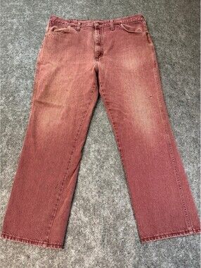 Vintage 80s Wrangler Jeans Womens 36 Waist Red Acid Wash Distressed